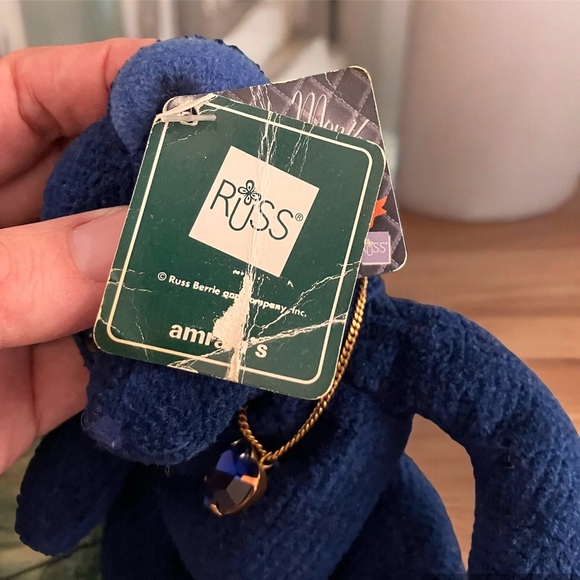 2/$30 Russ Bears of the Month September Blue Sapphire Bear Necklace Stitching - Picture 5 of 7